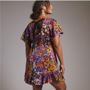 22W Anthropologie Ruffled Satin Mini Dress